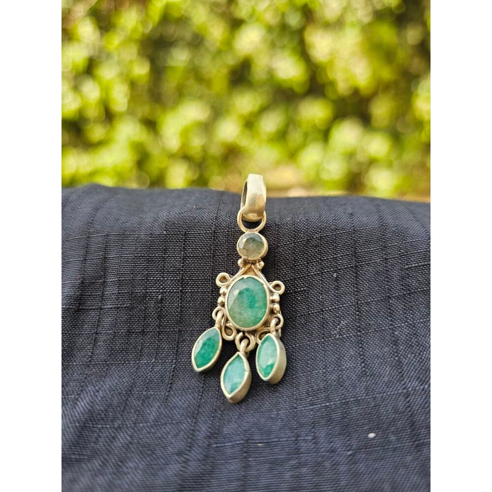 💚 One-of-a-Kind Solid Sterling Silver Emerald Pendants – 5-6 ct Natural Gems!
